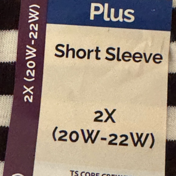 Terra & sky Black and White Striped Short Sleeve Tee NWT Size 2X PTP 25” - Picture 7 of 7